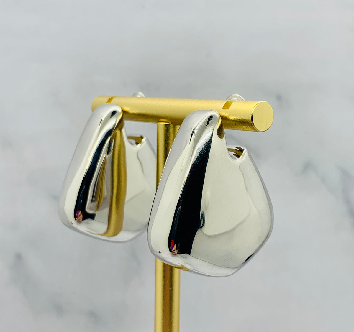 BOTTEGA VENETA Silver Tone Pendant Earrings - Pre owned