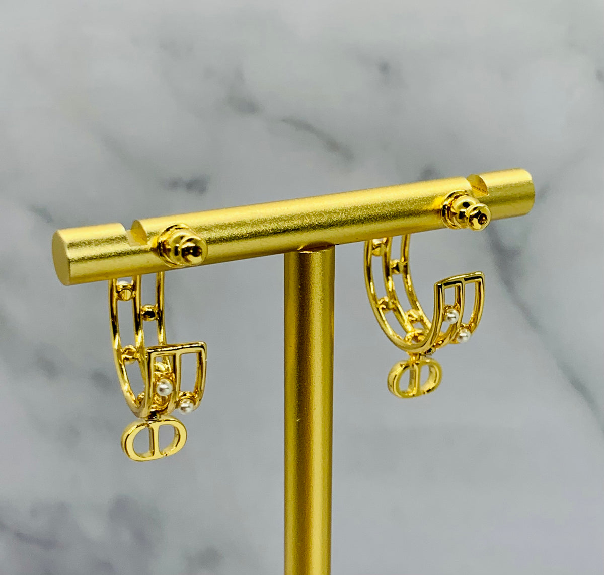 CHRISTIAN DIOR CD HOOP EARRINGS - Pre owned