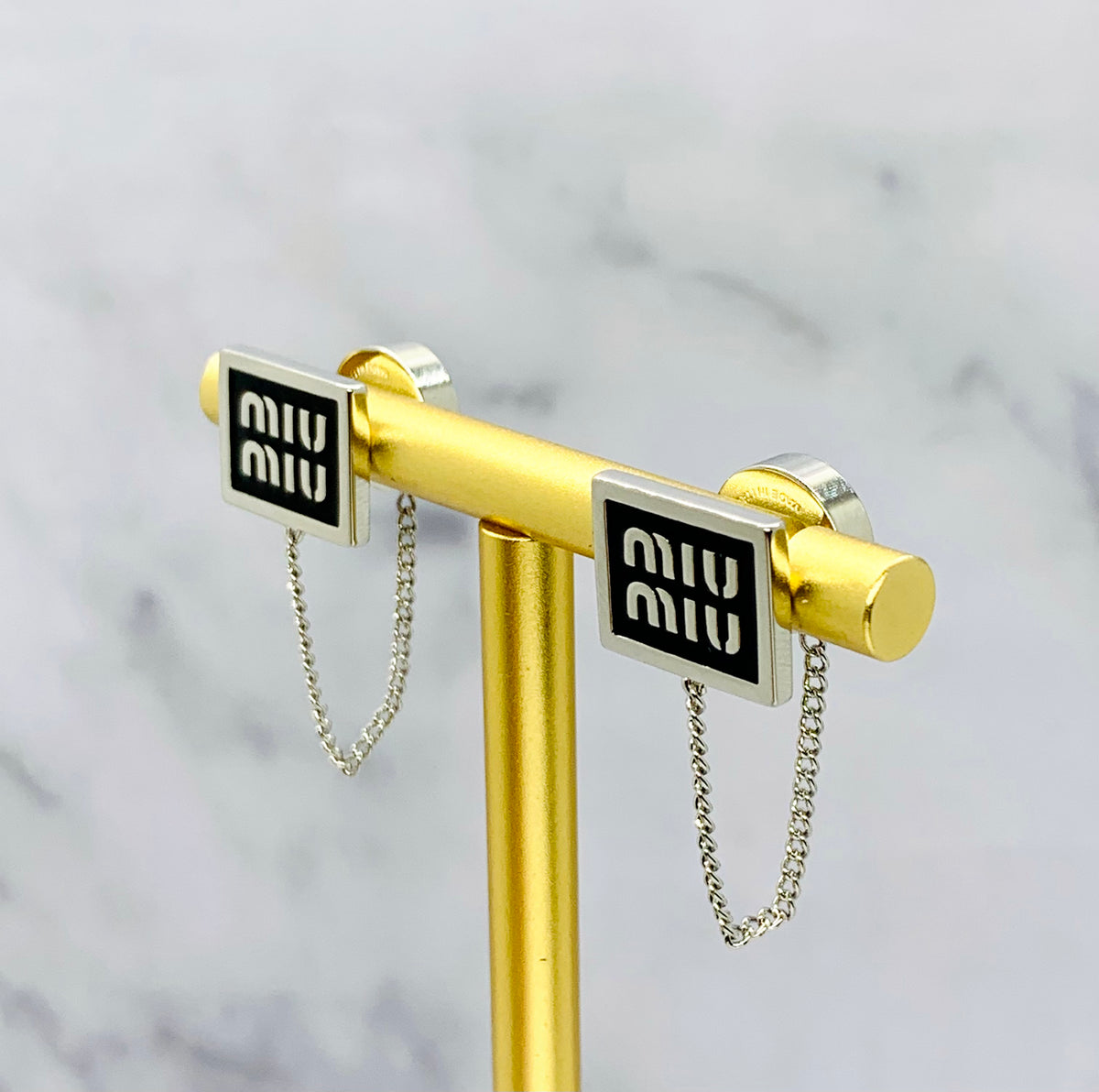 MIU MIU Black Chain Earrings - pre owned