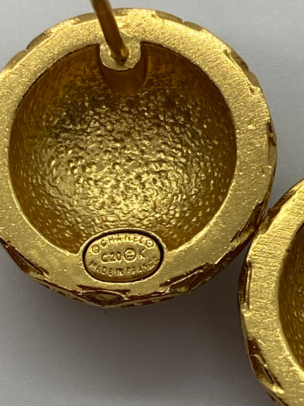 CHANEL CC Gold Tone Rhinestone Button Earrings - Pre owned