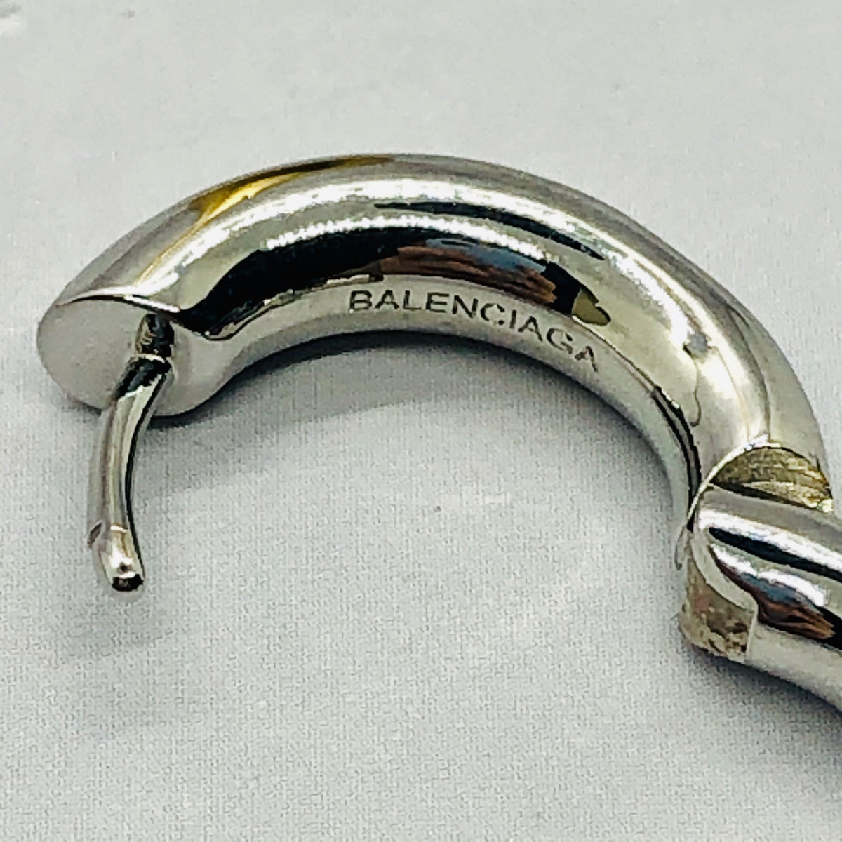 BALENCIAGA BB Silver Tone Rhinestone Earrings - Pre owned
