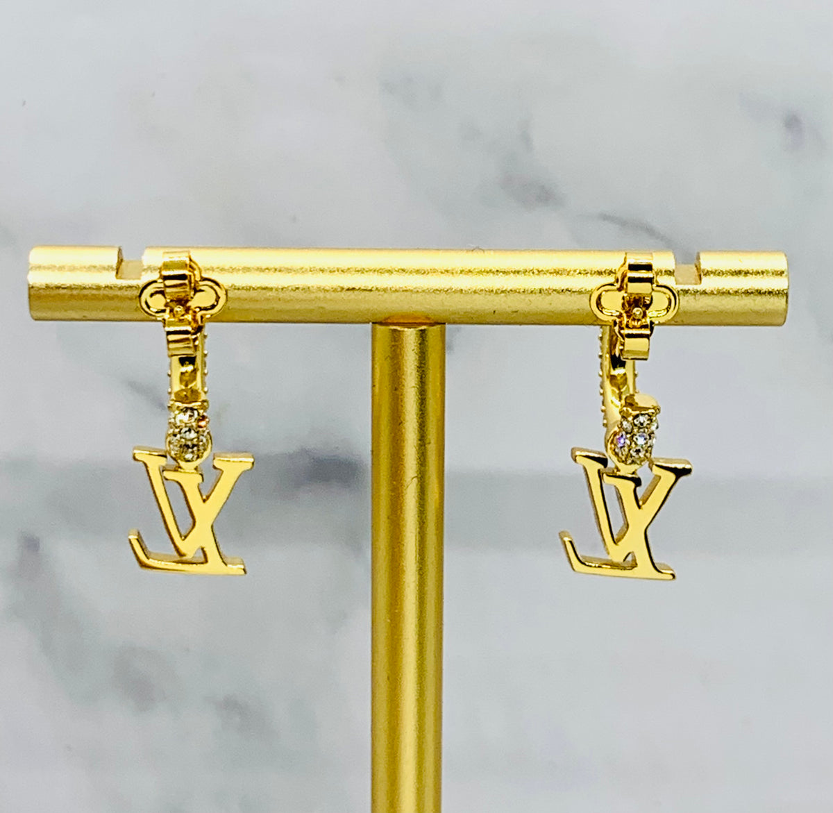 LOUIS VUITTON LV Rhinestone Earrings - USED