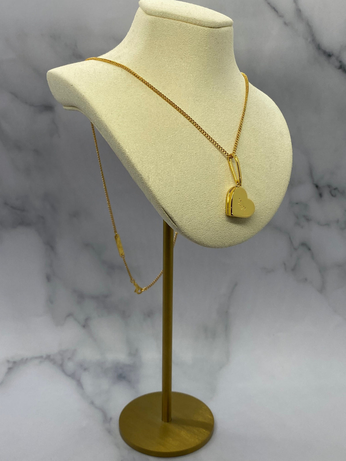 CELINE Gold Tone Heart Locket Necklace - Pre owned