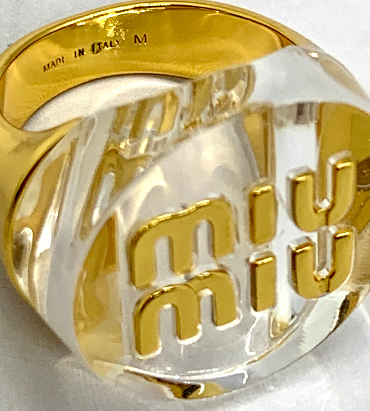 MIU MIU Clear Monogram Ring Sz 7 - Pre owned