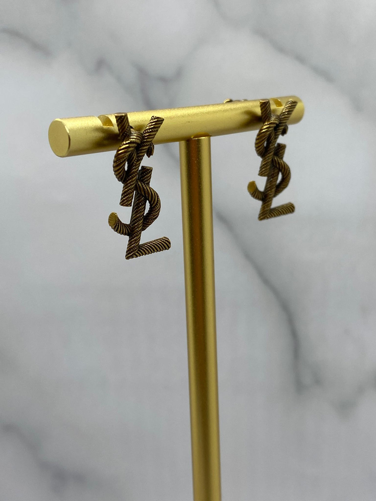 YSL YVES SAINT LAURENT Brass Tone Earrings - Pre owned