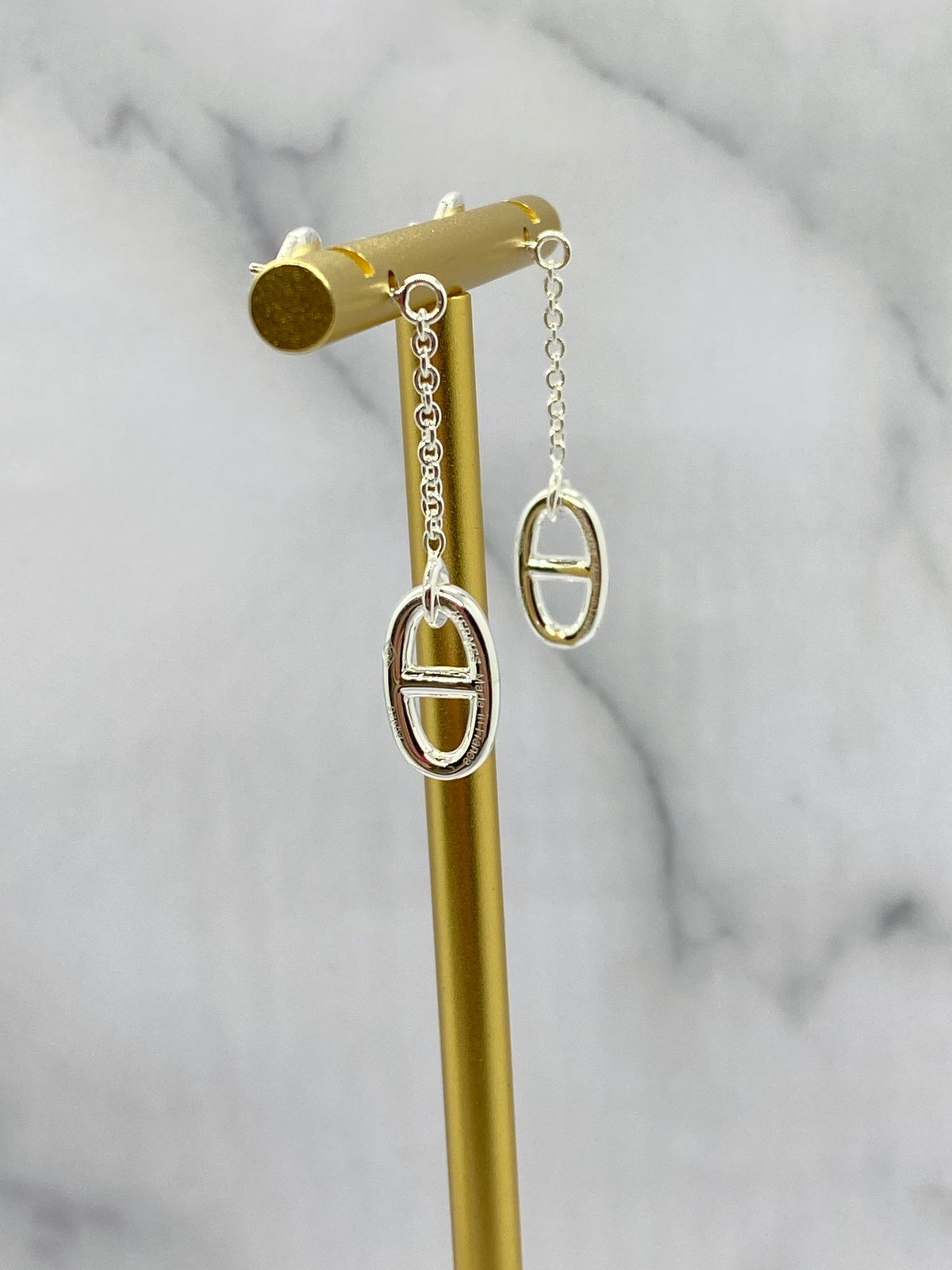 HERMES Silver Tone Pendant Earrings - Pre owned