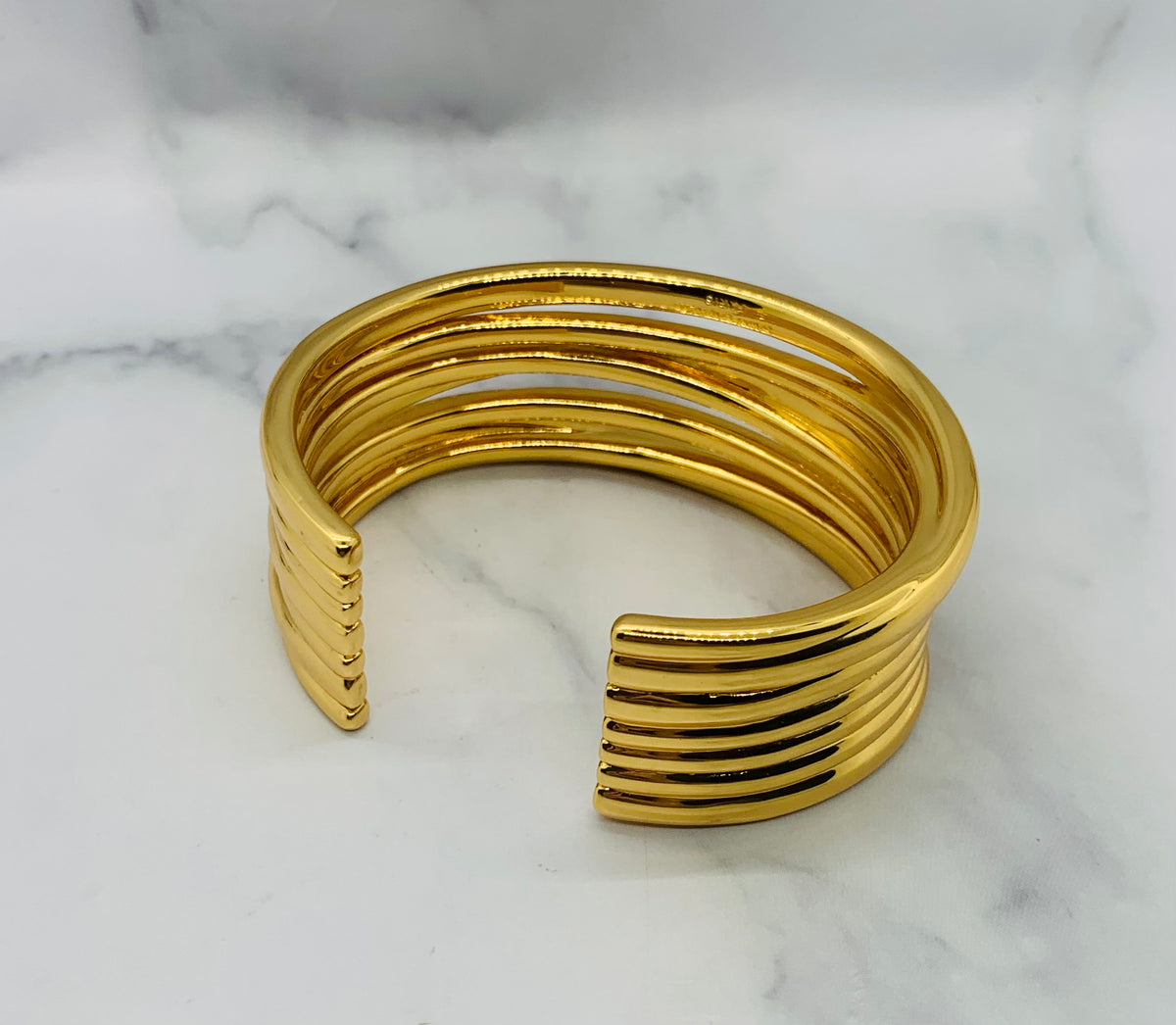 YSL YVES SAINT LAURENT Gold Tone Cuff Bracelet - Pre owned