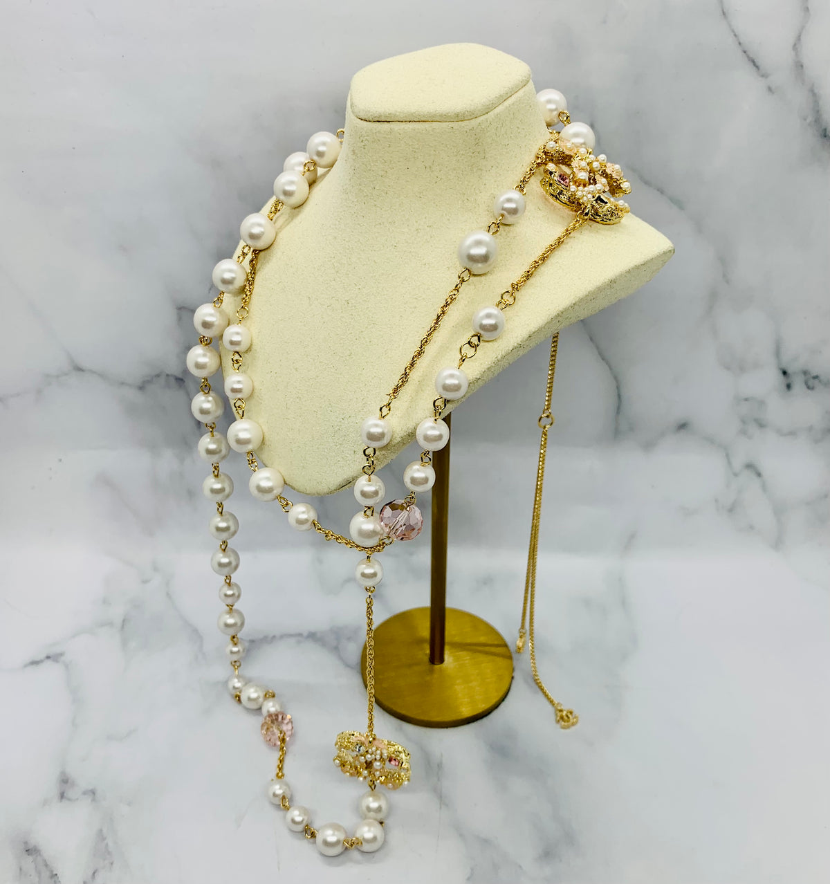 CHANEL CC Pearl Layer Statement Necklace - USED