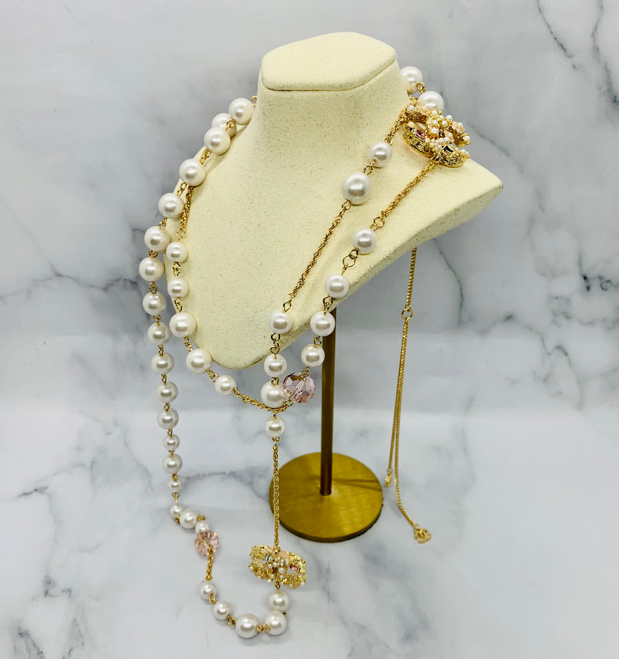 CHANEL CC Pearl Layer Statement Necklace - USED