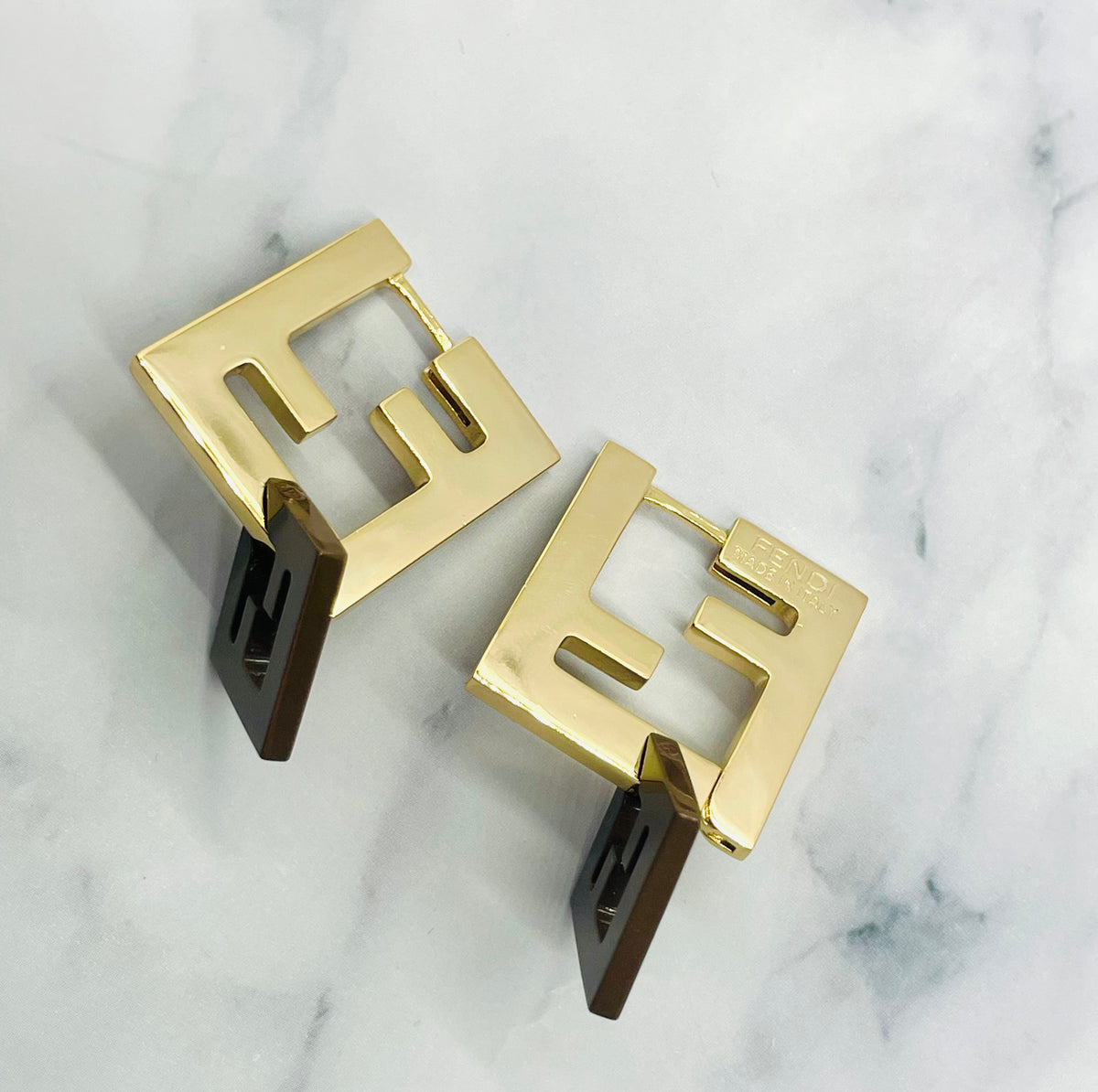 FENDI F Brown Tone Earrings Removable - Pre owned