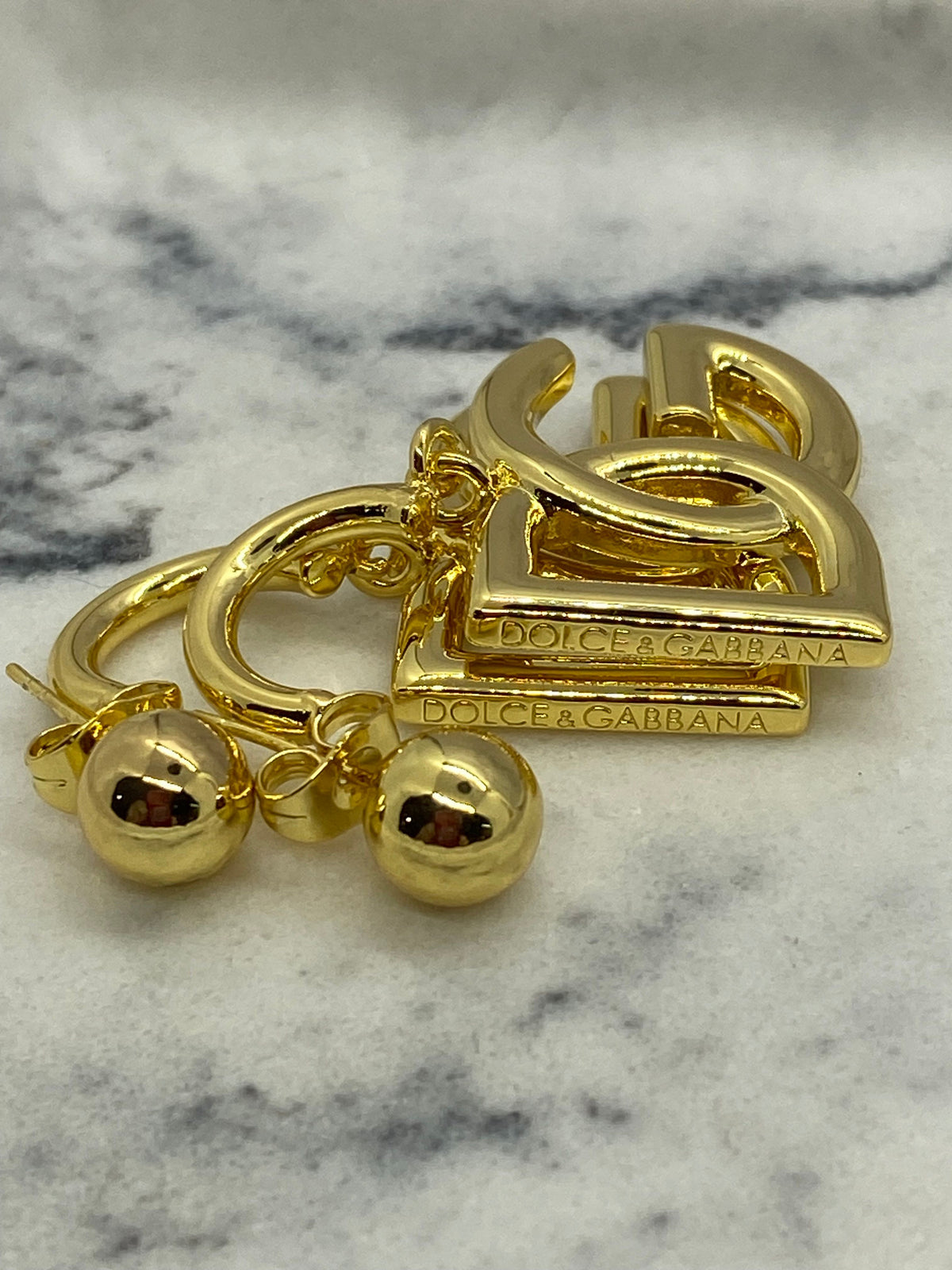 DOLCE & GABBANA D&G Gold Tone Pendant Earrings - Pre owned