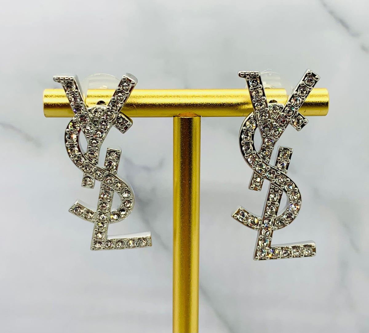 YSL YVES SAINT LAURENT Rhinestone Earrings - Pre owned