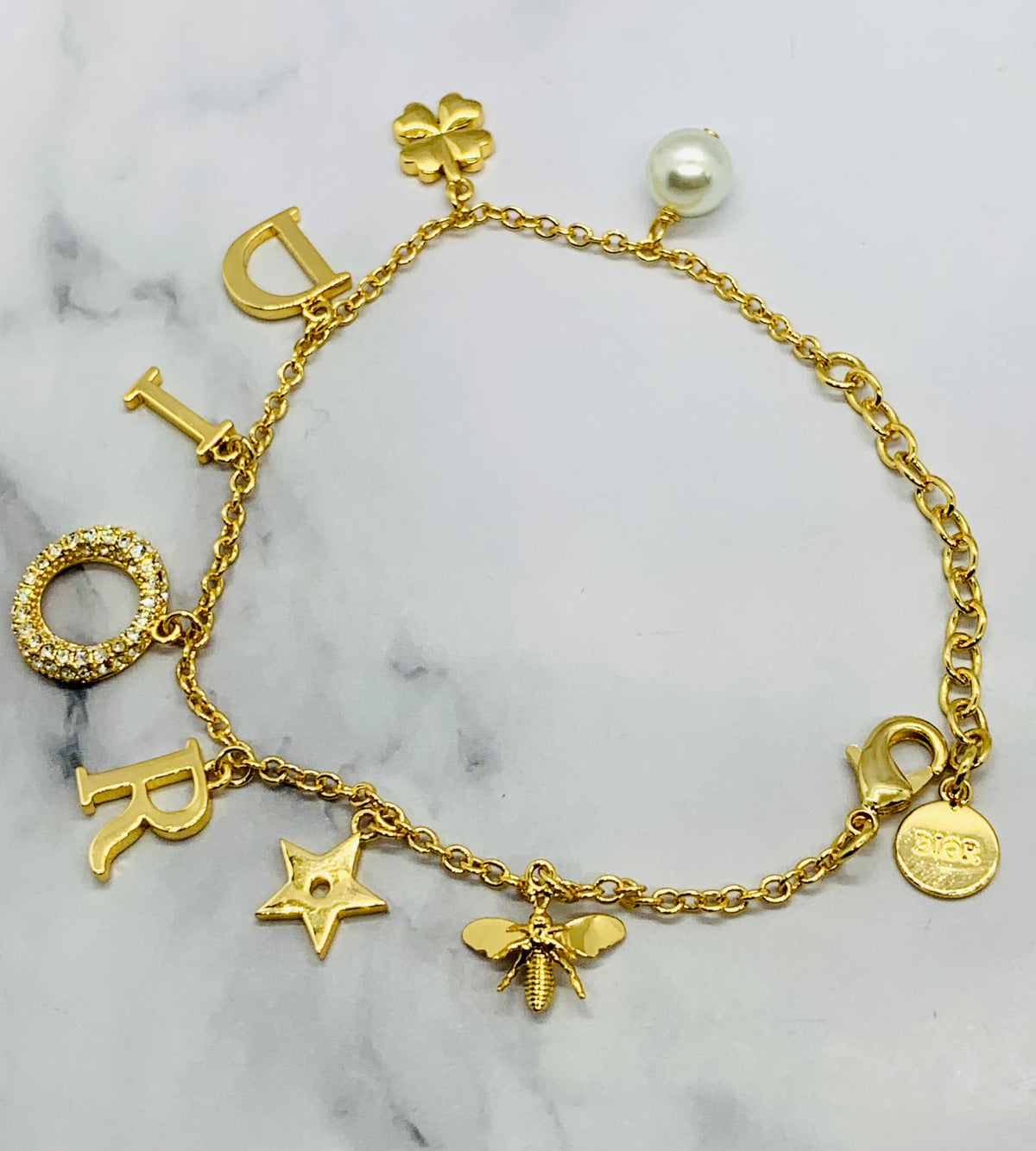 CHRISTIAN DIOR Rhinestone Charm Bracelet - Pre owned