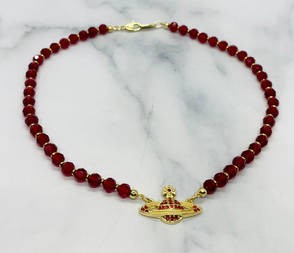 VIVIENNE WESTWOOD Red Beaded Orb Necklace - Pre owned