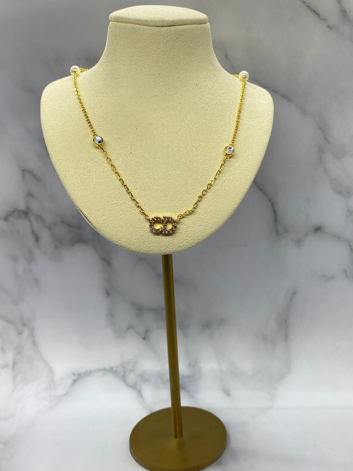 CHRISTIAN DIOR CD Gold Tone Necklace - Pre owned