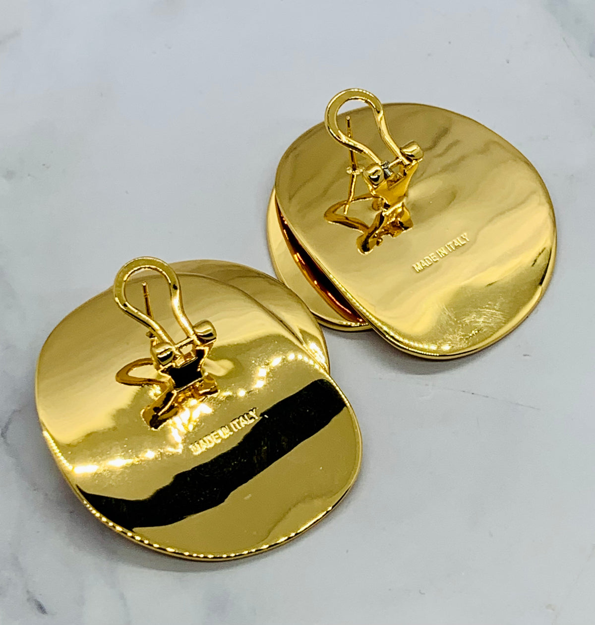 CELINE Gold Tone Disc Earrings - Pre owned