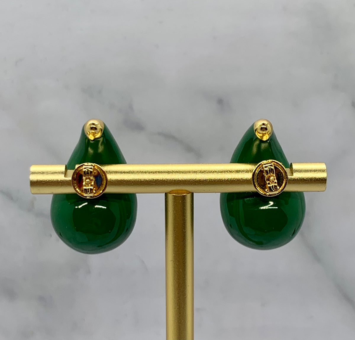 BOTTEGA VENETA Green Tear Drop Earrings - Pre owned
