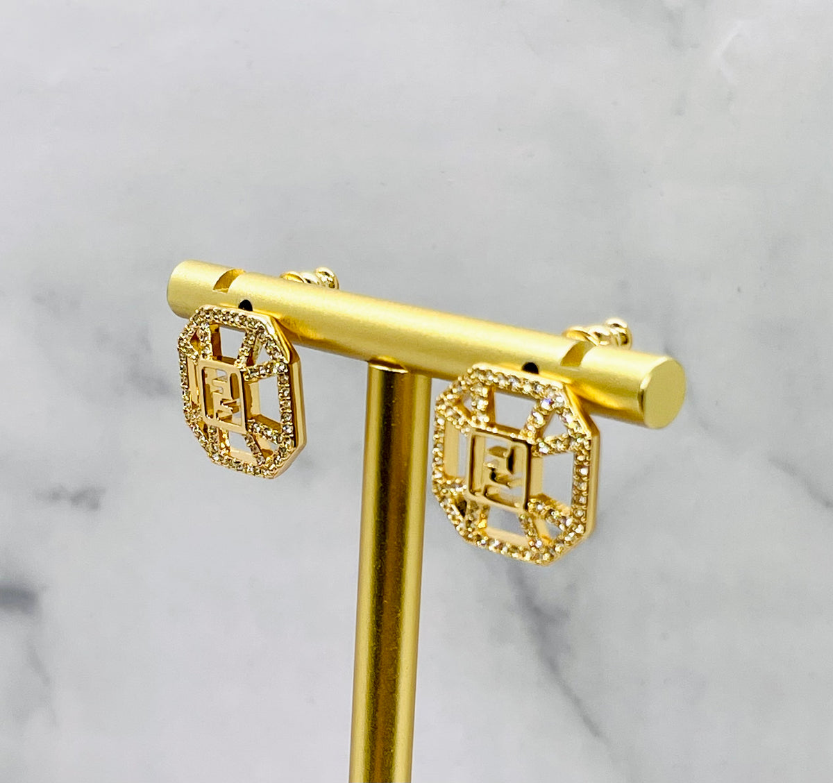 FENDI FF Rhinestone Earrings - Pre owned