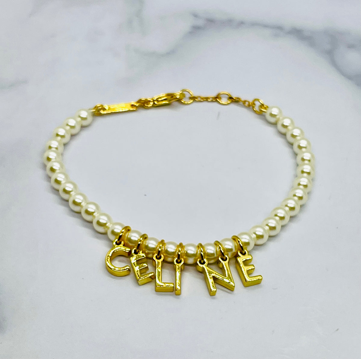 CELINE Faux Pearl Monogram Bracelet - Pre owned
