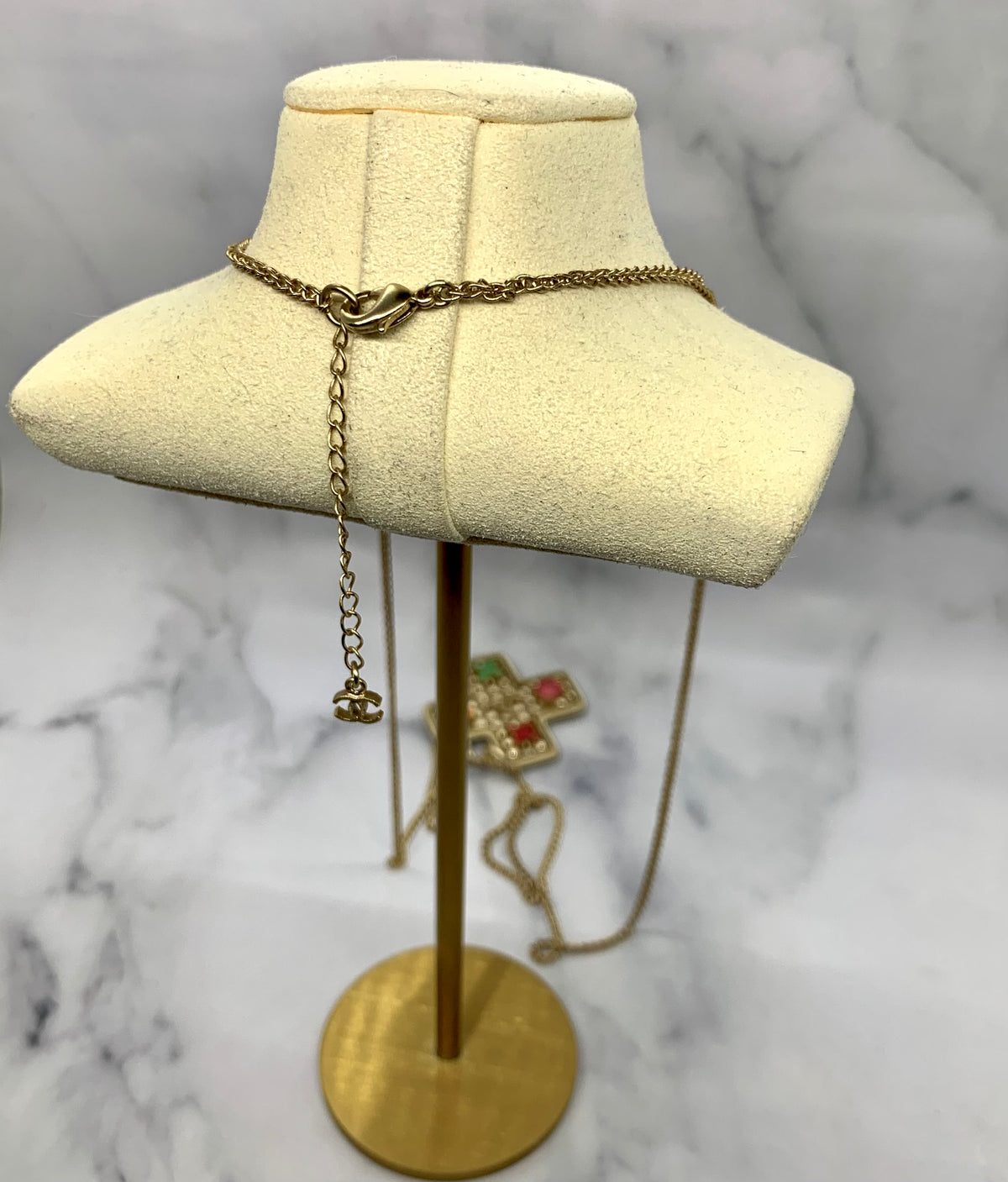 CHANEL CC 2017 Cross Pendant Statement Necklace - USED