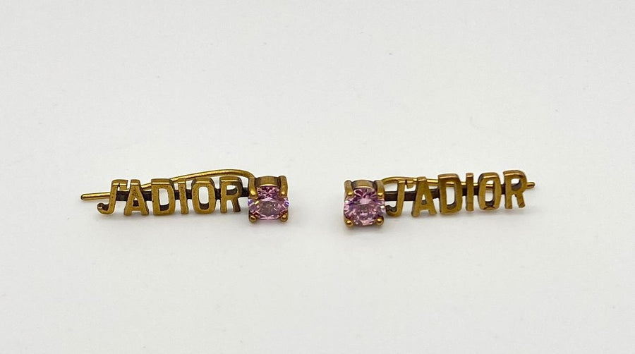 CHRISTIAN DIOR J'Adior Small Pink Rhinestone Climber Earrings - Pre owned