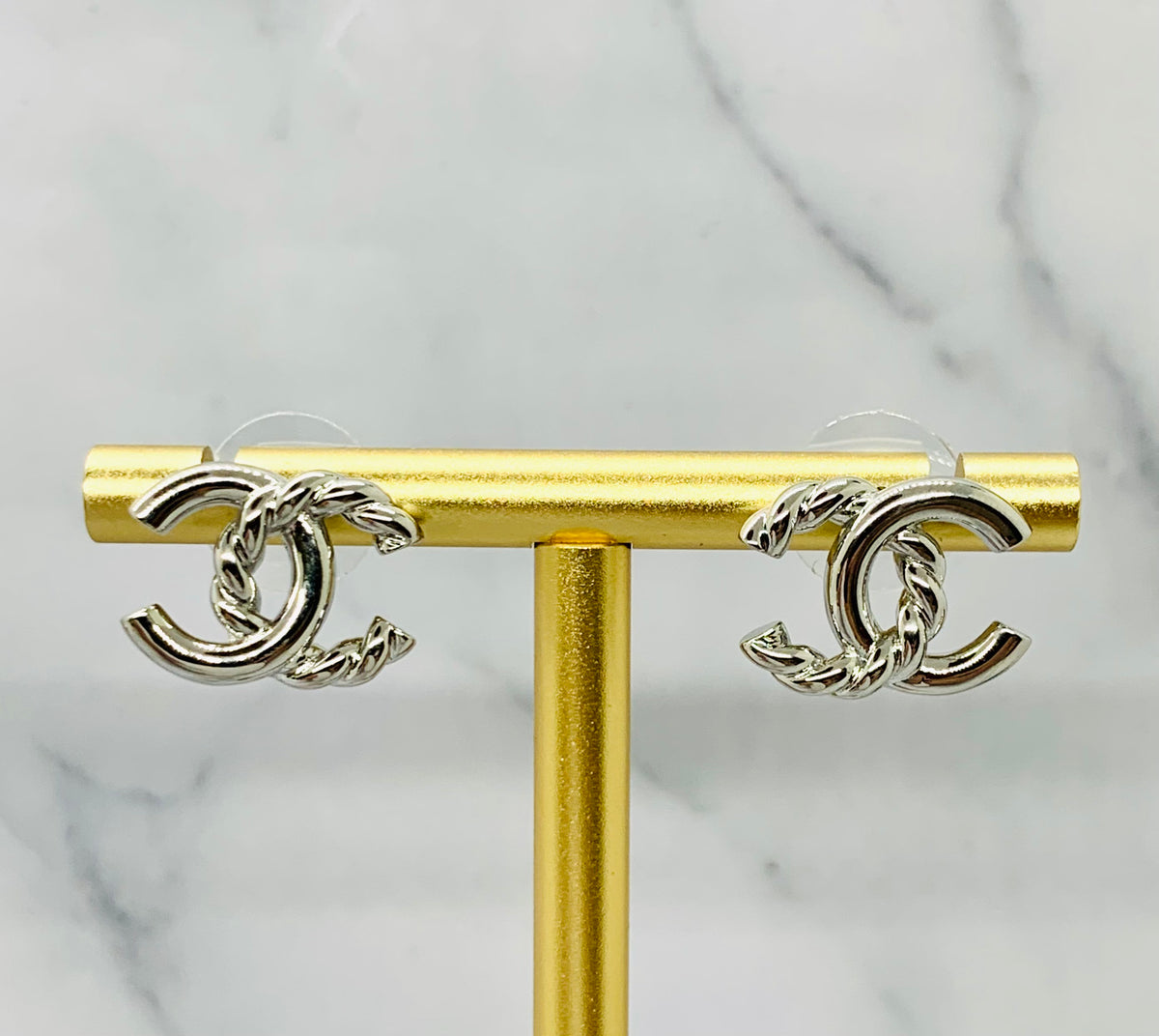 copy of CHANEL CC Gold Tone Twist Earrings - Pre owned