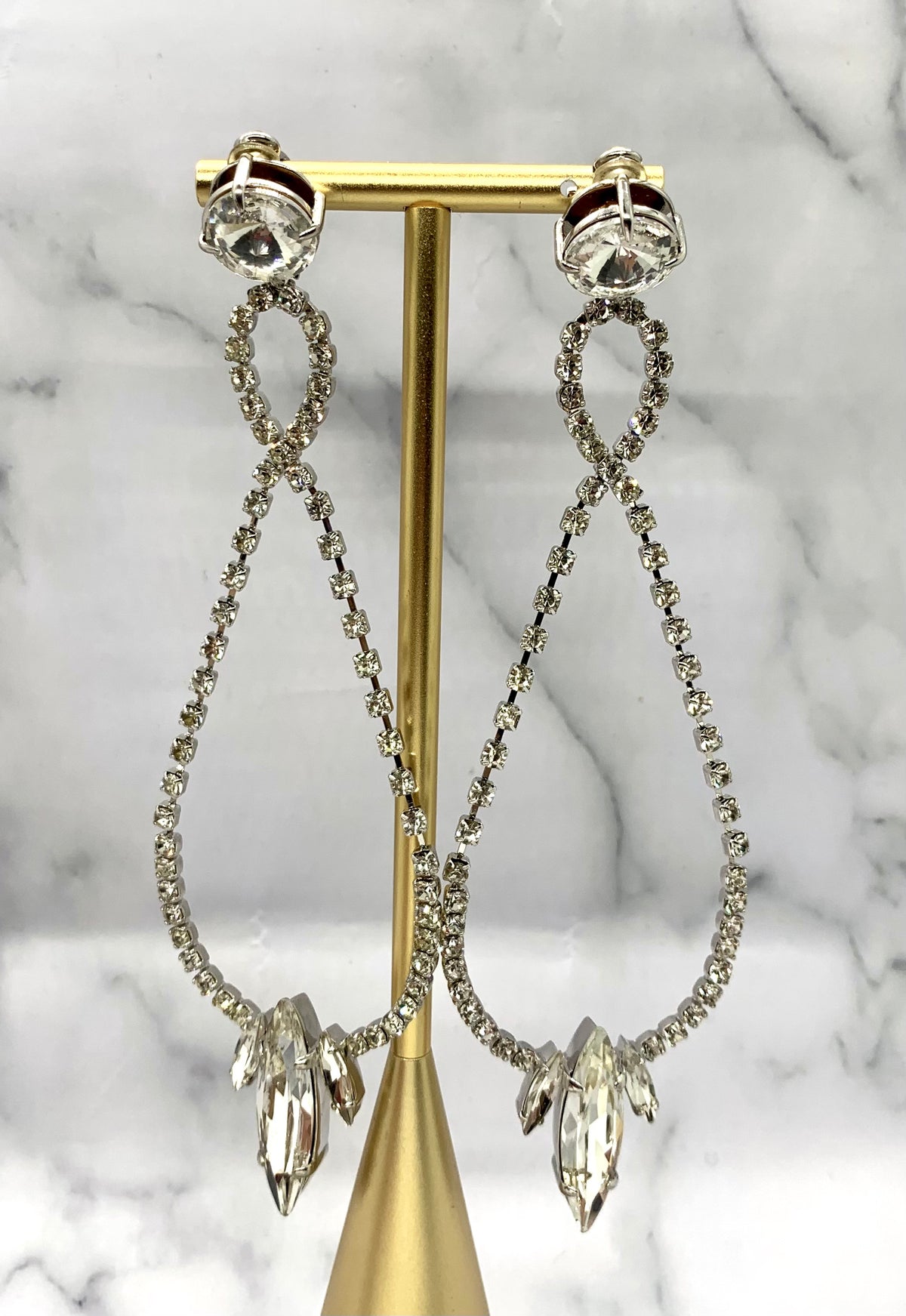 MIU MIU Giant Statement Clip On Rhinestone Earrings - Pre owned
