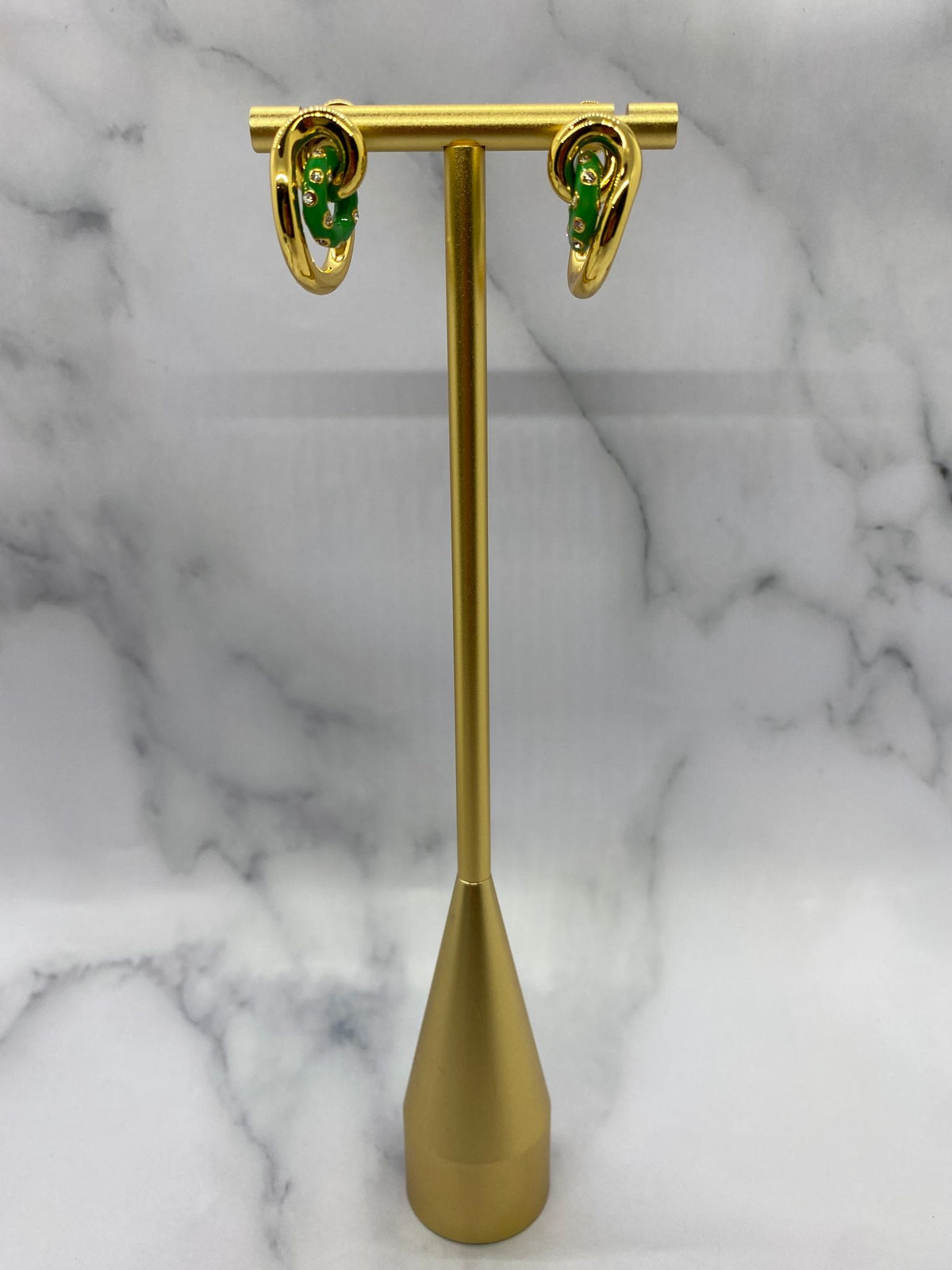 BOTTEGA VENETA Gold & Green Hoop Earrings - Pre owned /