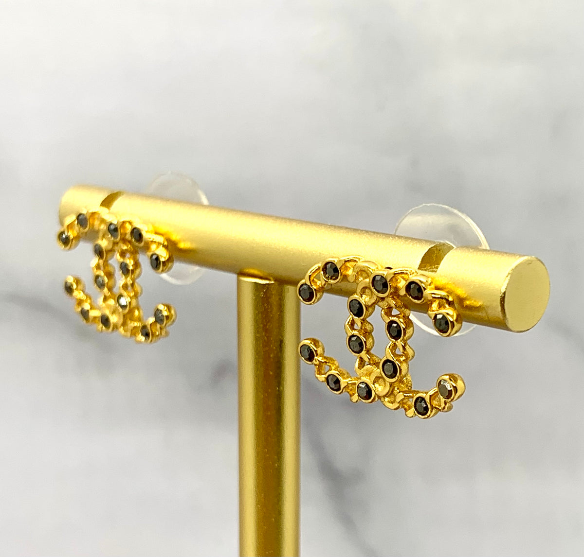CHANEL CC Rhinestone Earrings - USED