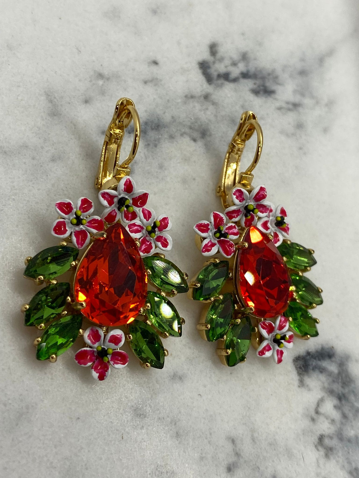 DOLCE & GABBANA Rhinestone Pendant Earrings - Pre owned