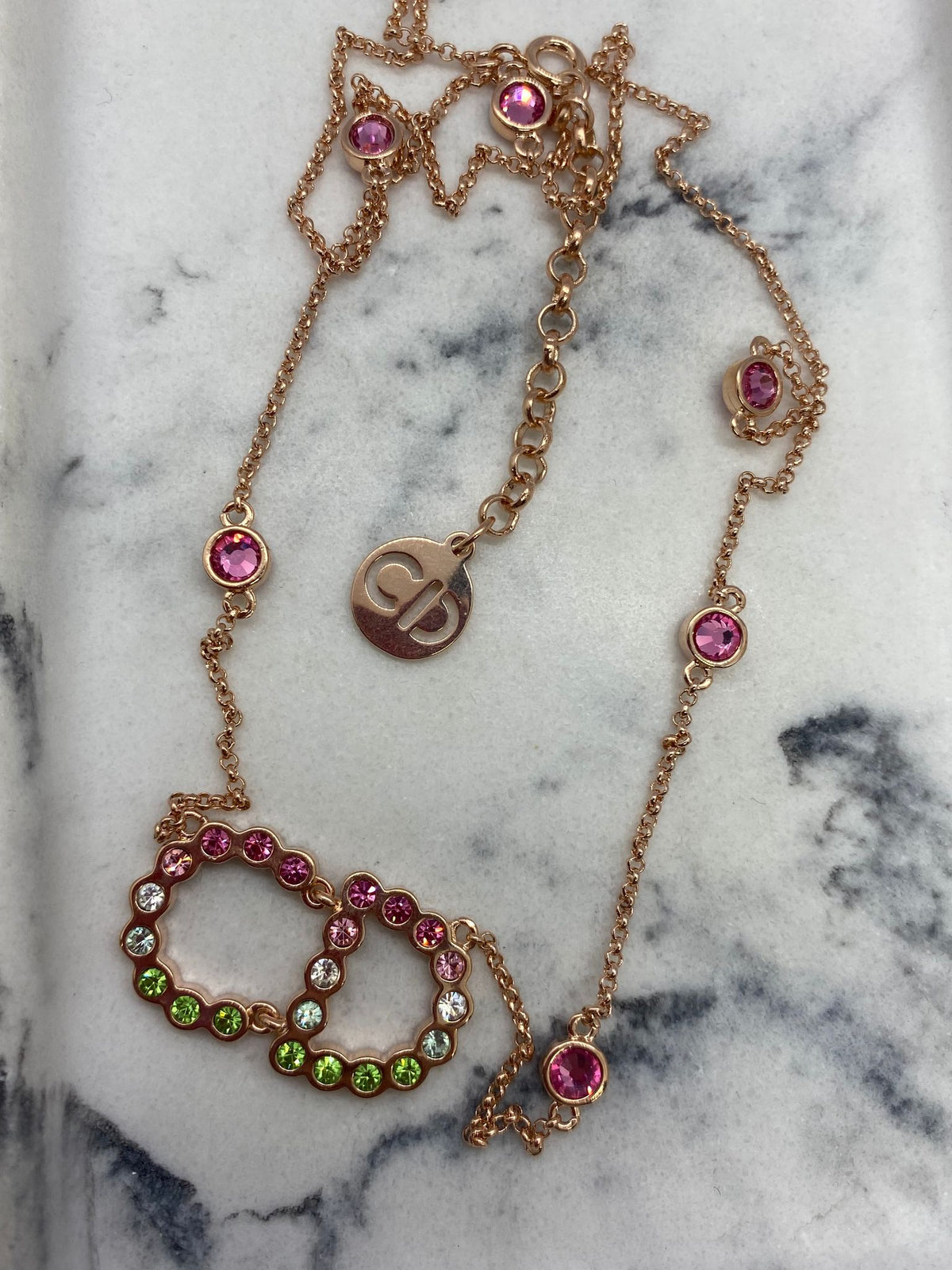 CHRISTIAN DIOR CD Colorful Rhinestone Necklace - Pre owned