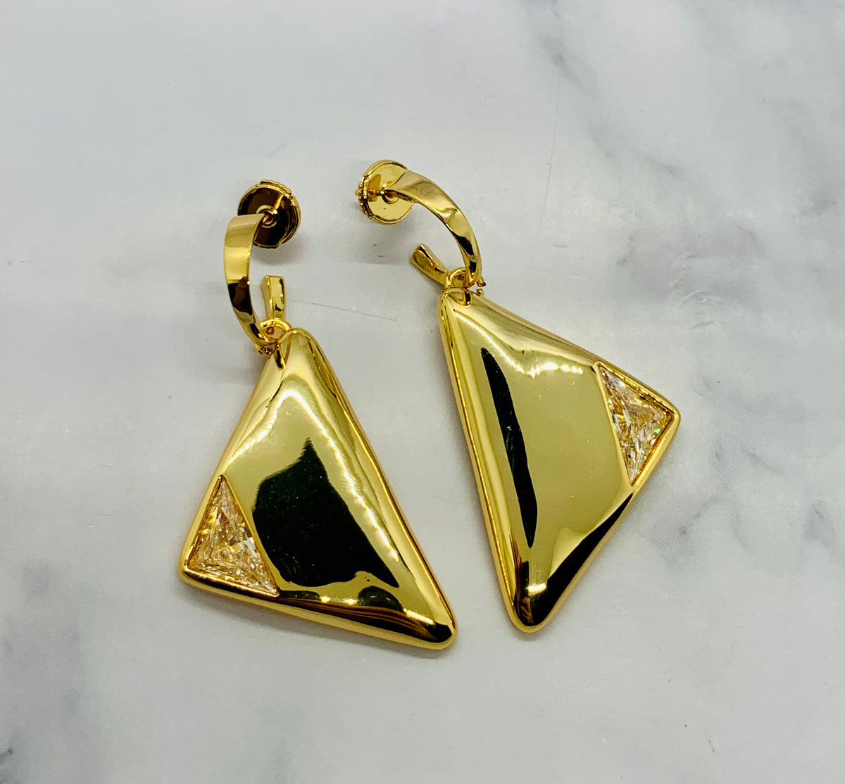 PRADA Triangle Rhinestone Earrings - Pre owned