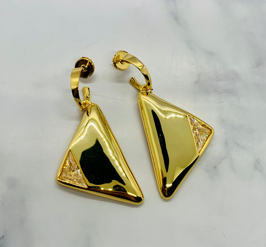 PRADA Triangle Rhinestone Earrings - Pre owned