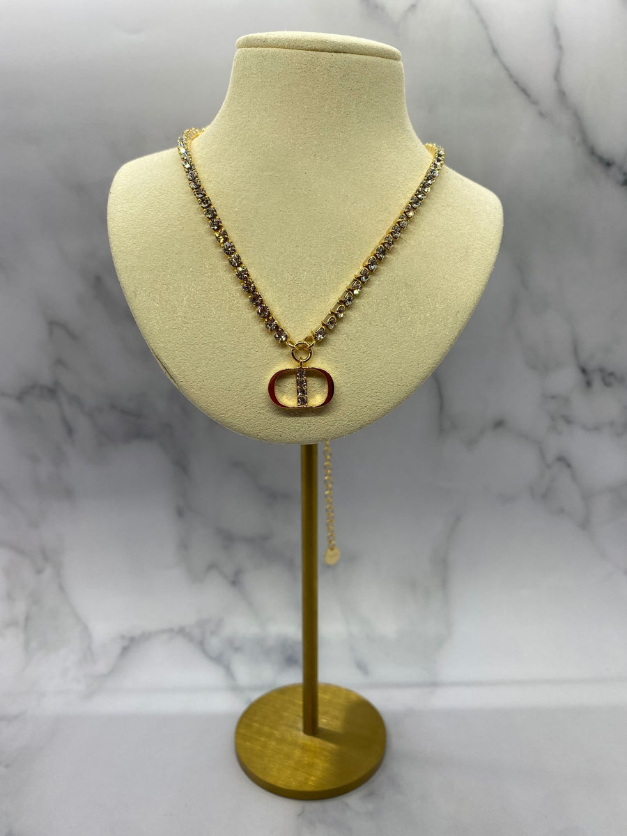 CHRISTIAN DIOR CD Rhinestone Statement Necklace - Pre owned