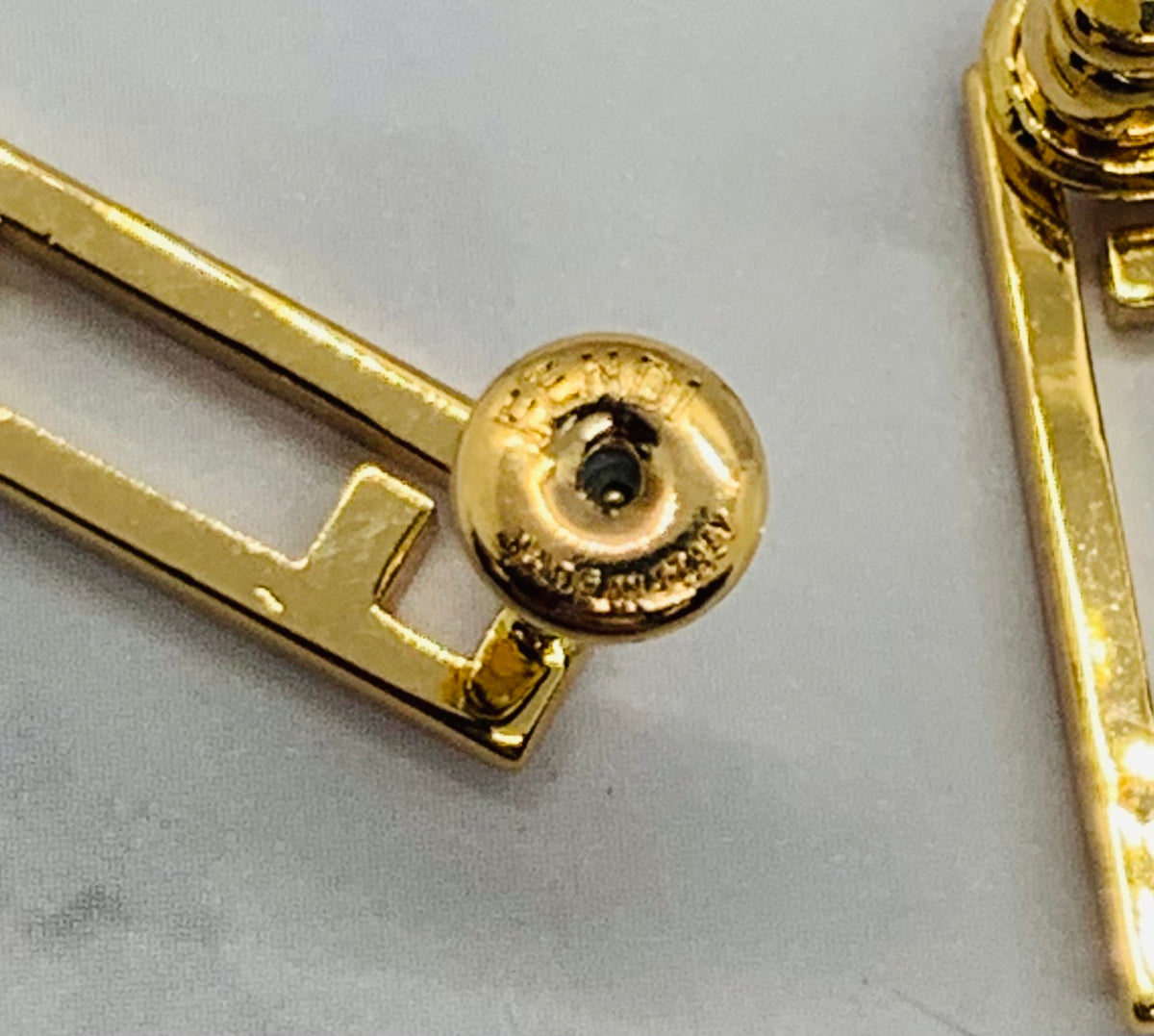 FENDI FF Gold Tone Pendant Earrings - Pre owned