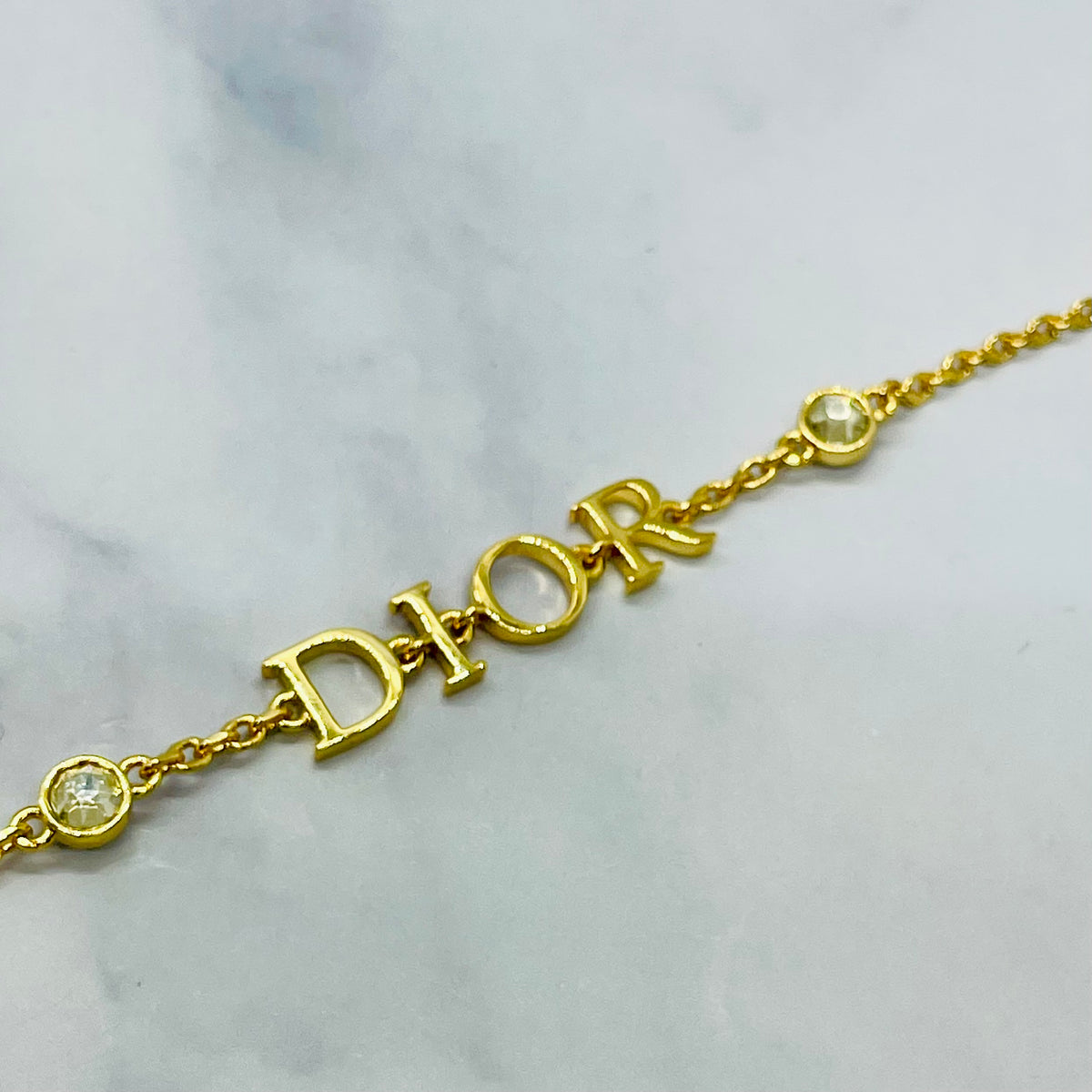 CHRISTIAN DIOR Rhinestone Monogram Bracelet - pre owned