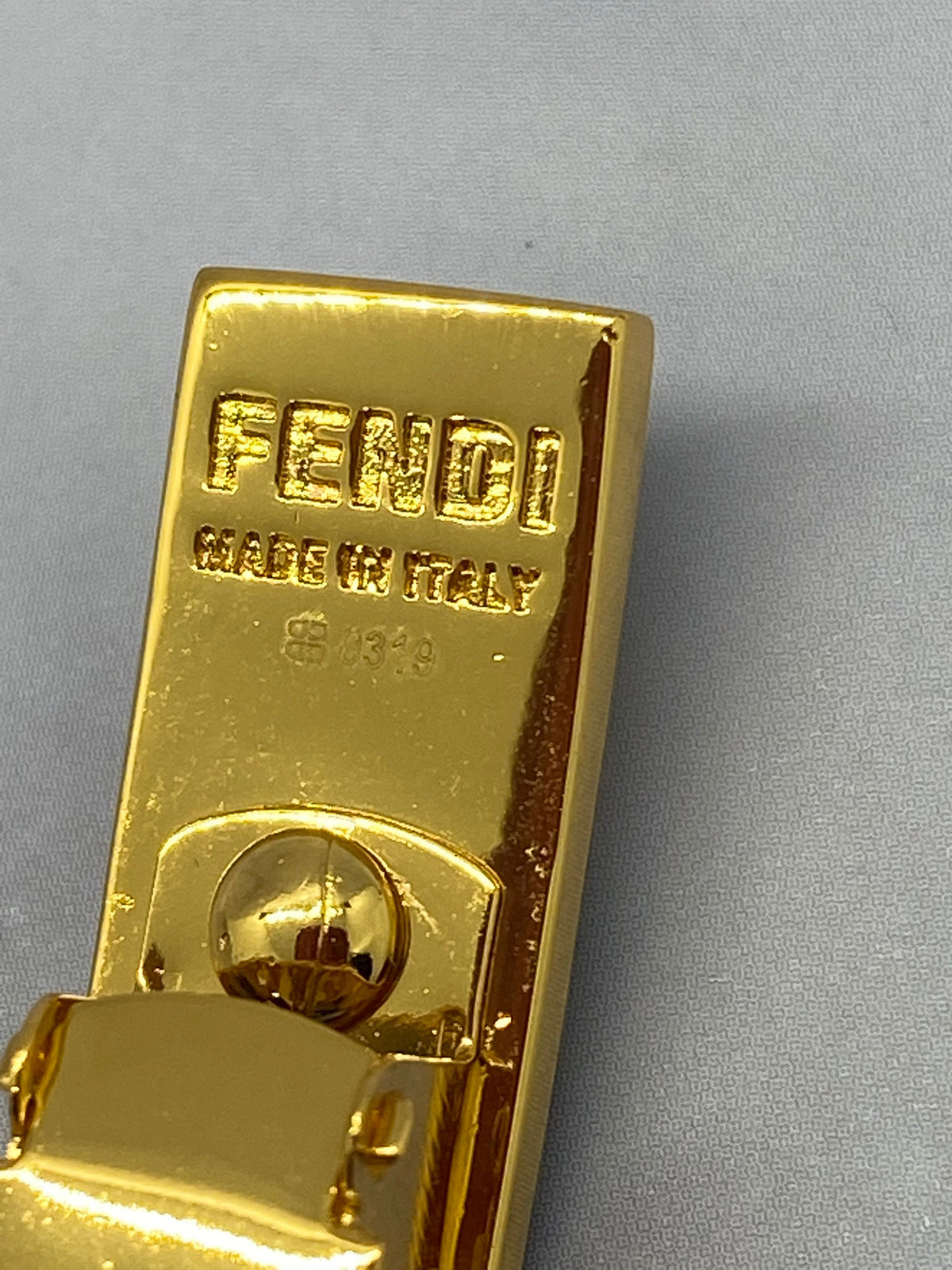 FENDI FF Gold Tone Black Enamel Hair Clip Barrette - Pre owned