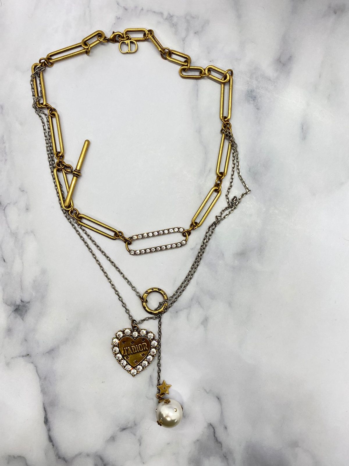 CHRISTIAN DIOR J'Adior Brass Elaborate Necklace - Pre owned