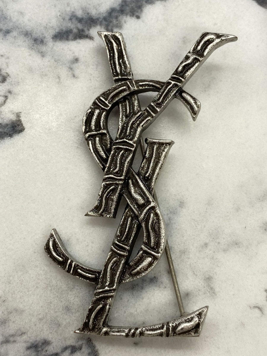 YSL Yves Saint Laurent Silver Tone Brooch Pin - Pre owned