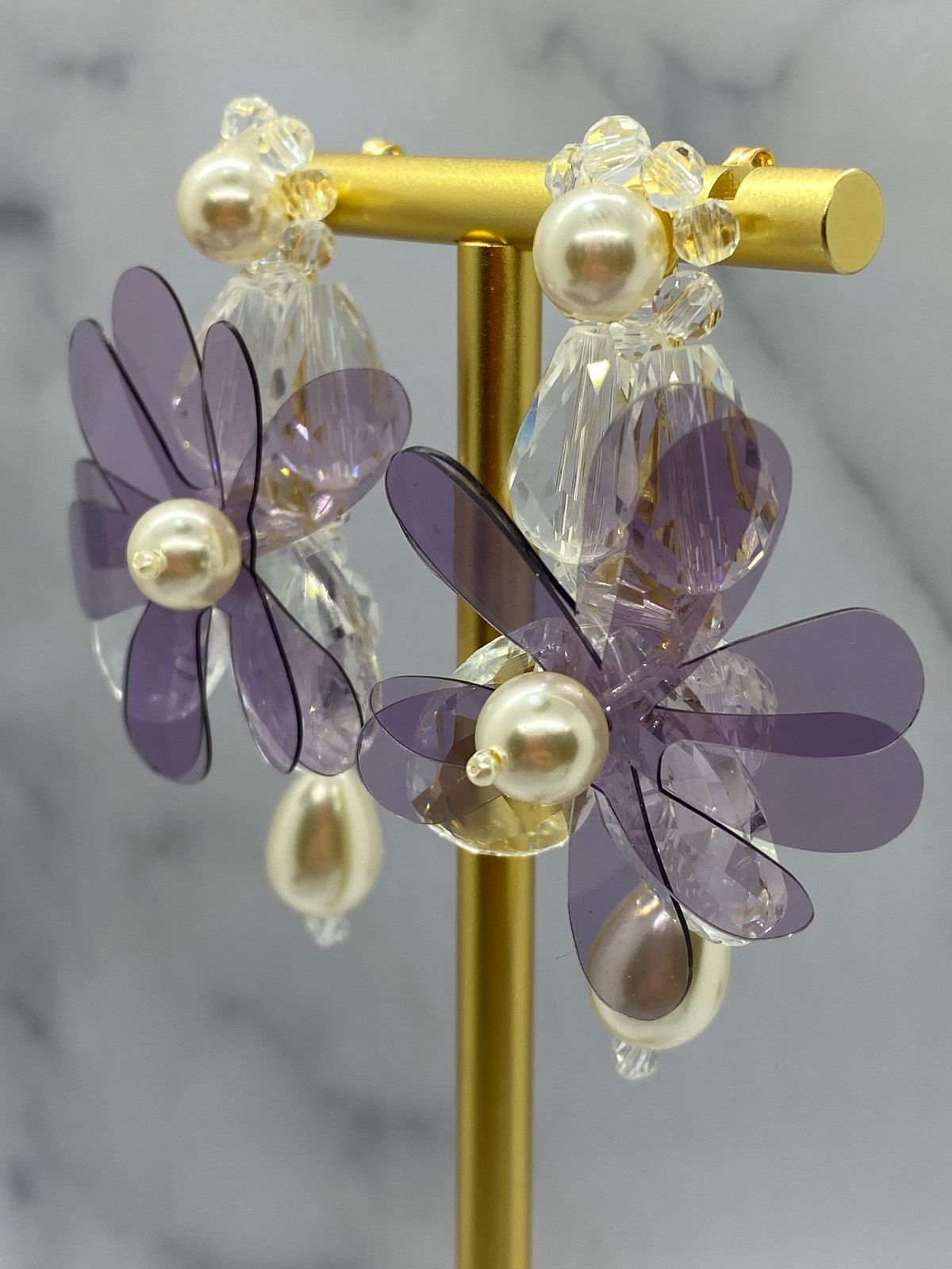 Auth SIMONE ROCHA Lavender Plastic Pearls Earrings - Pre owned