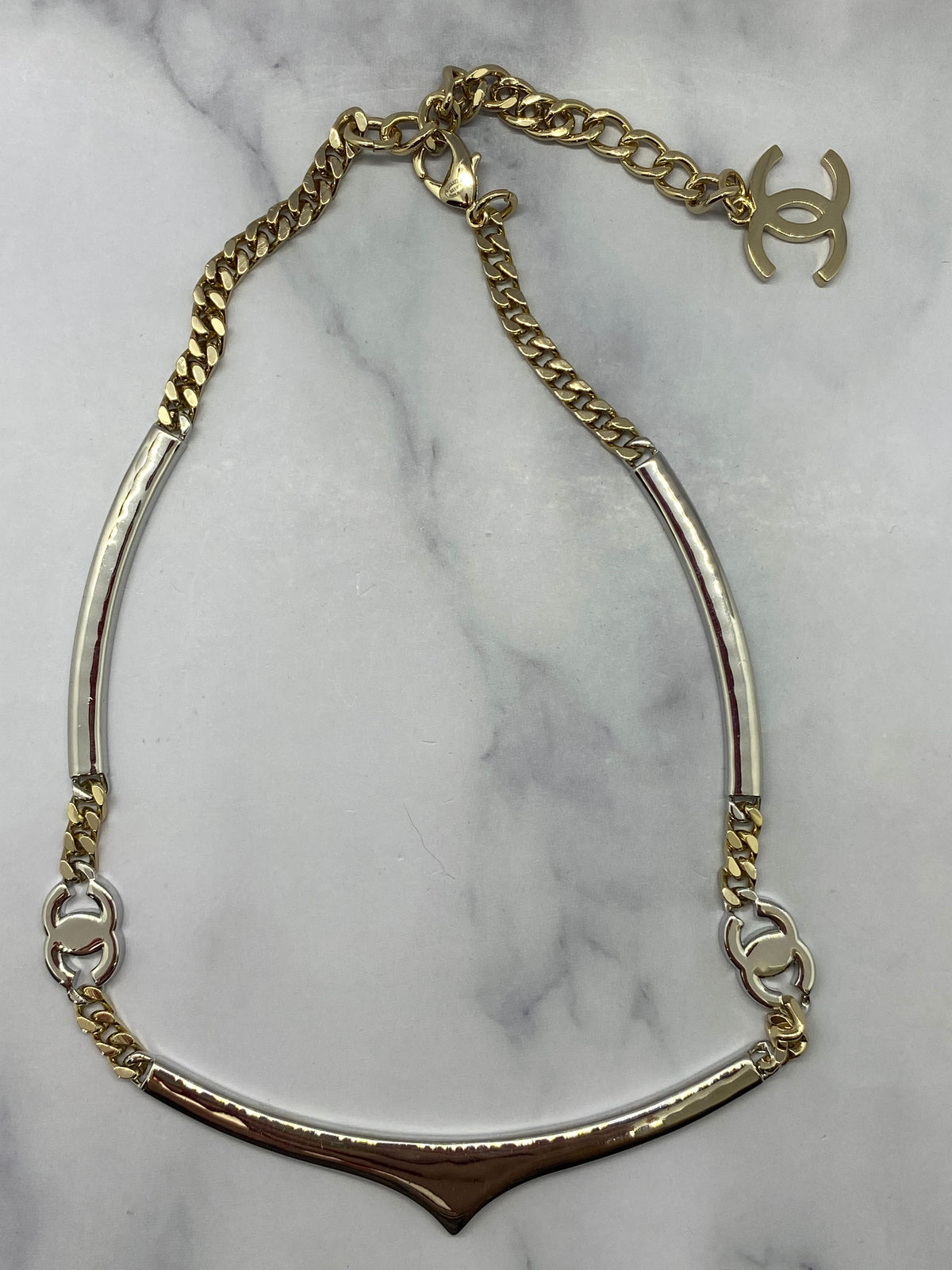 CHANEL CC Rhinestone Statement Necklace - USED