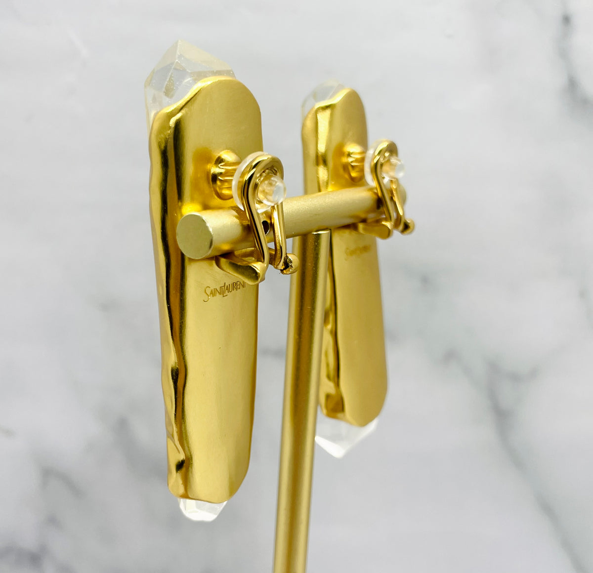 YSL YVES SAINT LAURENT Crystal Shard Clip On Earrings - Pre owned