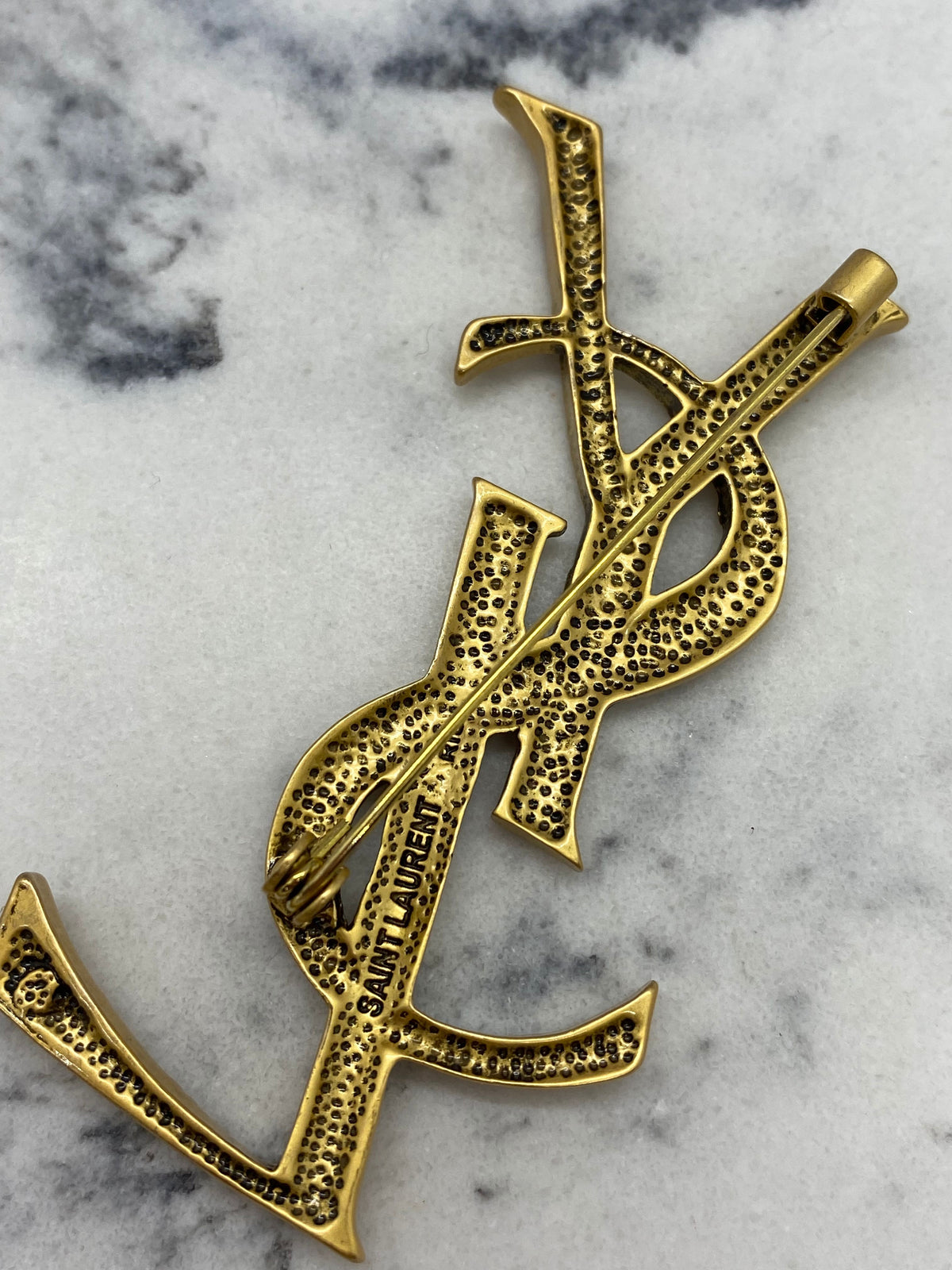 YSL SAINT LAURENT Brass Brooch Pin - DAMAGED
