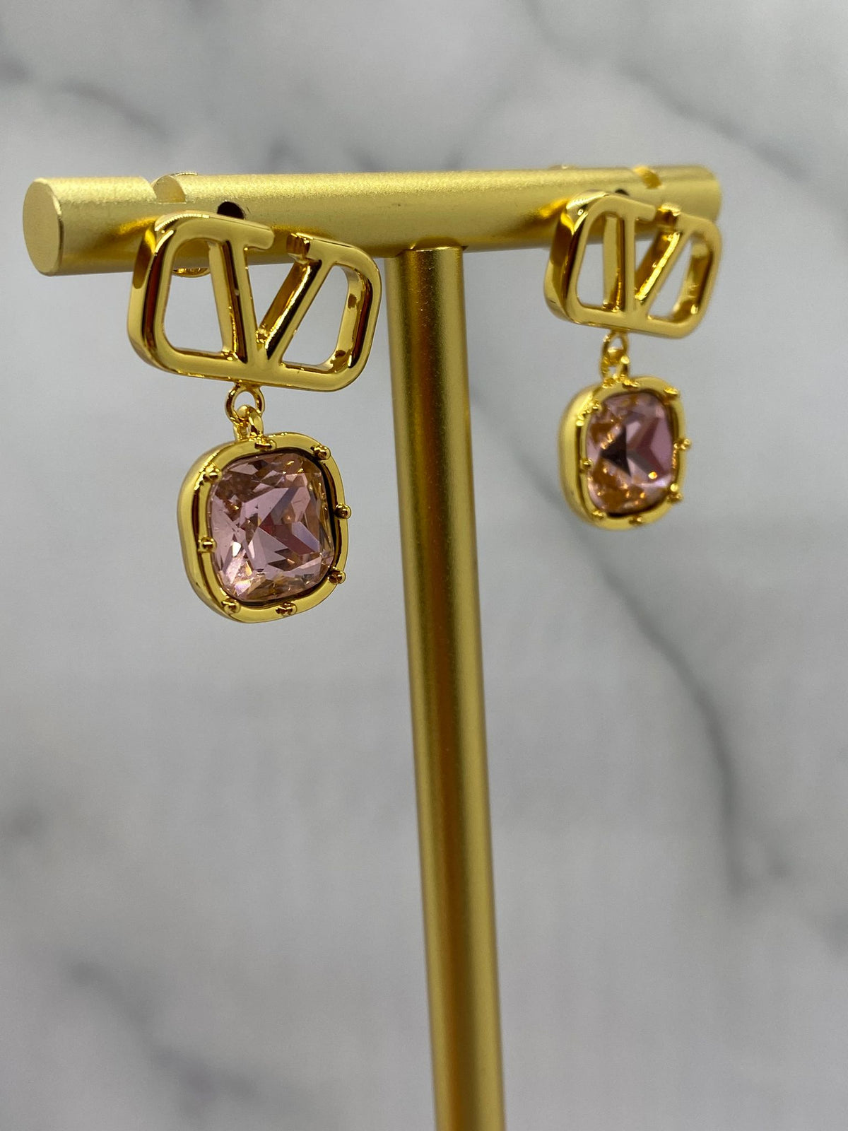 VALENTINO Pink Rhinestone Earrings - Pre owned