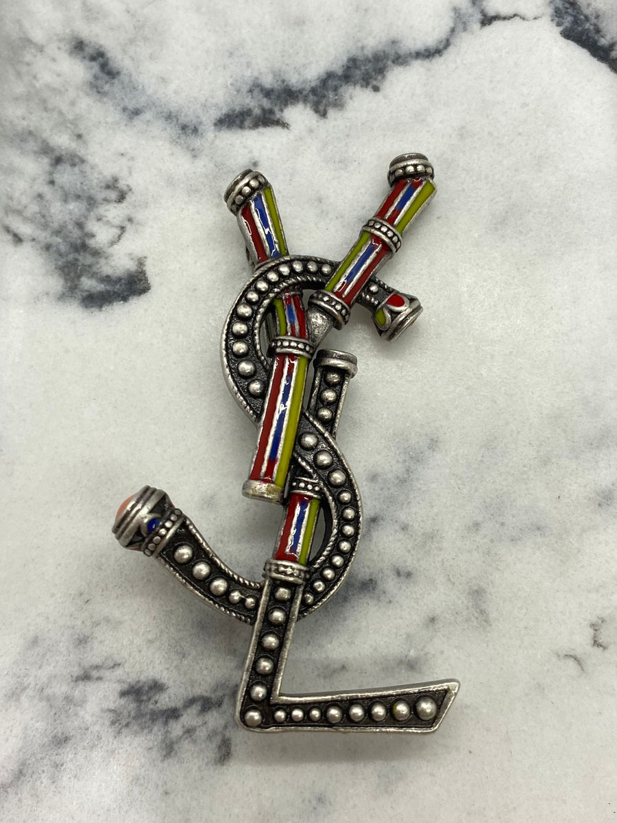YSL Yves Saint Laurent Colorful Brooch Pin - USED