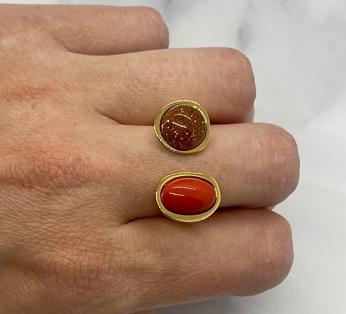 LOEWE Red Stones Adjustable Ring Size 7 - Pre owned