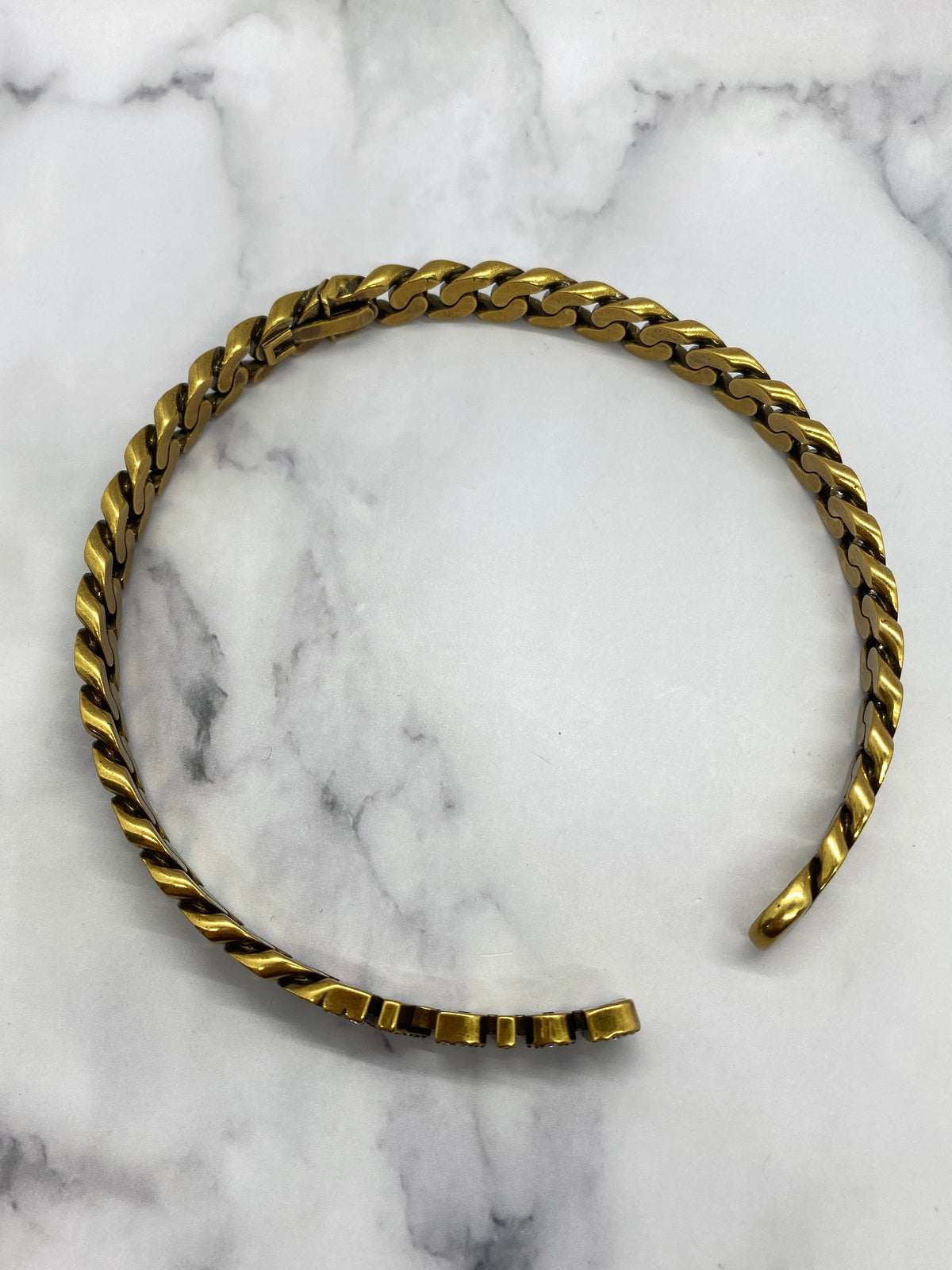 CHRISTIAN DIOR J'Adior Brass Rhinestone Choker Necklace - USED