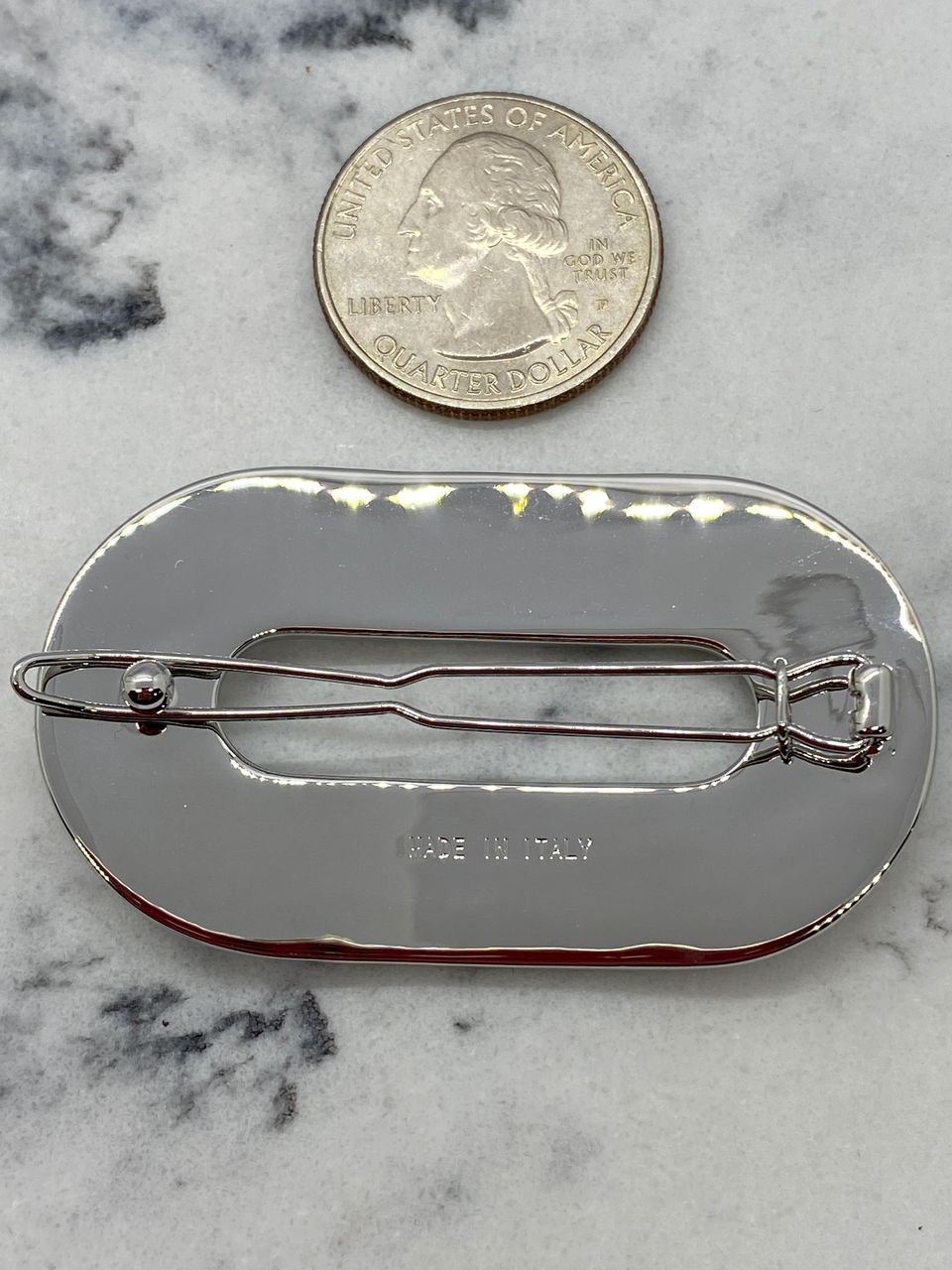 MIU MIU Silver Tone Pearl Trim Hair Clip Barrette - Pre owned