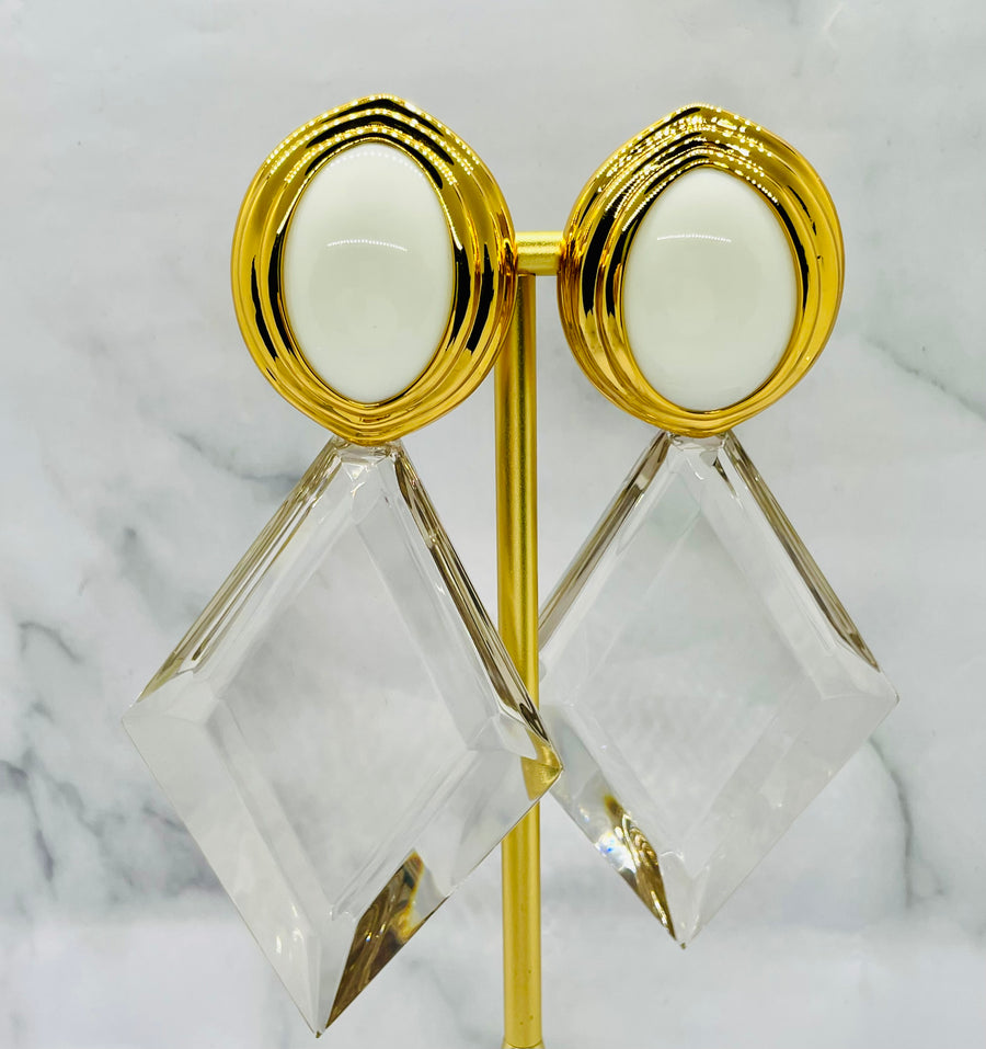 YSL YVES SAINT LAURENT Statement Clip On Earrings - Pre owned