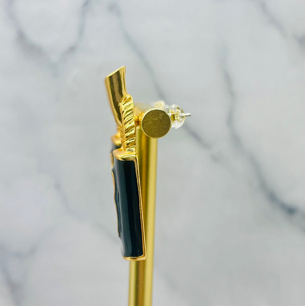 SCHIAPARELLI Vintage Enamel Lock Earrings - Pre owned